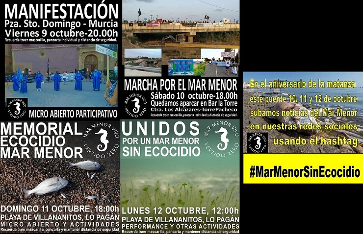 BANDERAS NEGRAS CONVOCA MANIFESTACIONES CONTÍNUAS EN EL PUENTE DEL PILAR, 4 DÍAS DE ACCIONES, POR UN MAR MENOR SIN ECOCIDIO