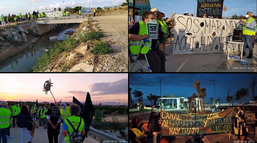 Manifestación en el canal D7 por los vertidos al Mar Menor, un año después del ecocidio y siguen vertiendo sin parar