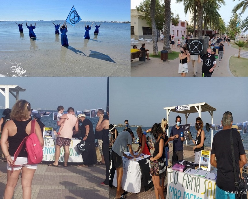 Concentraciones en multitud de playas por el Mar Menor en un grito de auxilio, mientras Noelia Arroyo sólo sabe tirar balones fuera