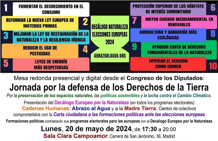 Presentarán en el Congreso de Los Diputados un Decálogo Medioambiental para que se suscriban todos los partidos políticos