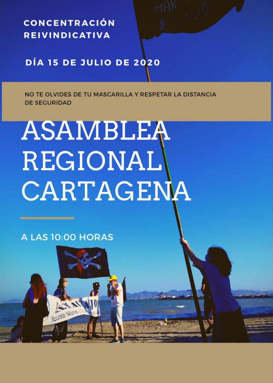 Se convoca concentración reivindicativa para mañana miércoles 15 Julio, 10:00, en Asamblea para dar visibilidad a nuestro querido MAR MENOR