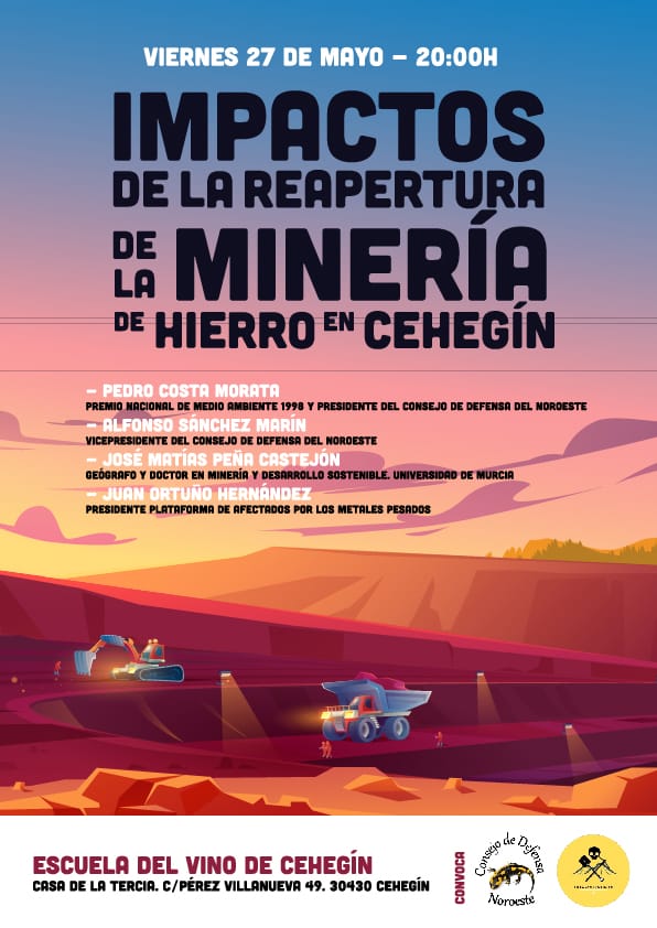 Acto informativo y debate en Cehegín el 27-M por los graves impactos de la reapertura de la Mina, para el entorno del río Quípar