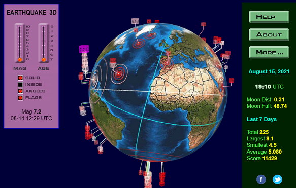 Terremotos y volcanes, visualizadores interactivos a tiempo real