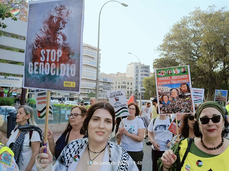 Manifestación 14J en Cartagena, apoyo al pueblo palestino contra el genocidio