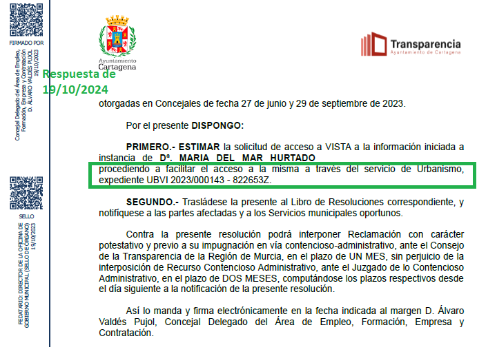 Cala del Pino y Algameca Chica, realizamos cronología de nuestro Derecho a la Información, conclusión: tarde y nunca