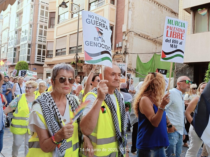Manifestación 14J en Cartagena, apoyo al pueblo palestino contra el genocidio