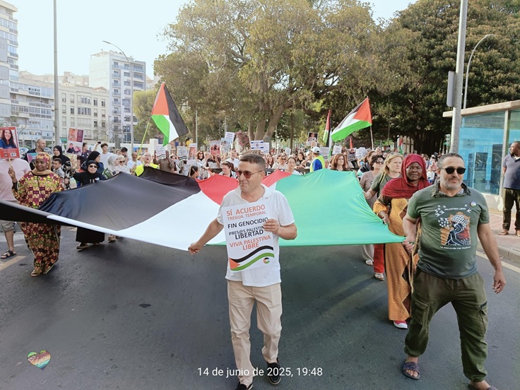 Manifestación 14J en Cartagena, apoyo al pueblo palestino contra el genocidio
