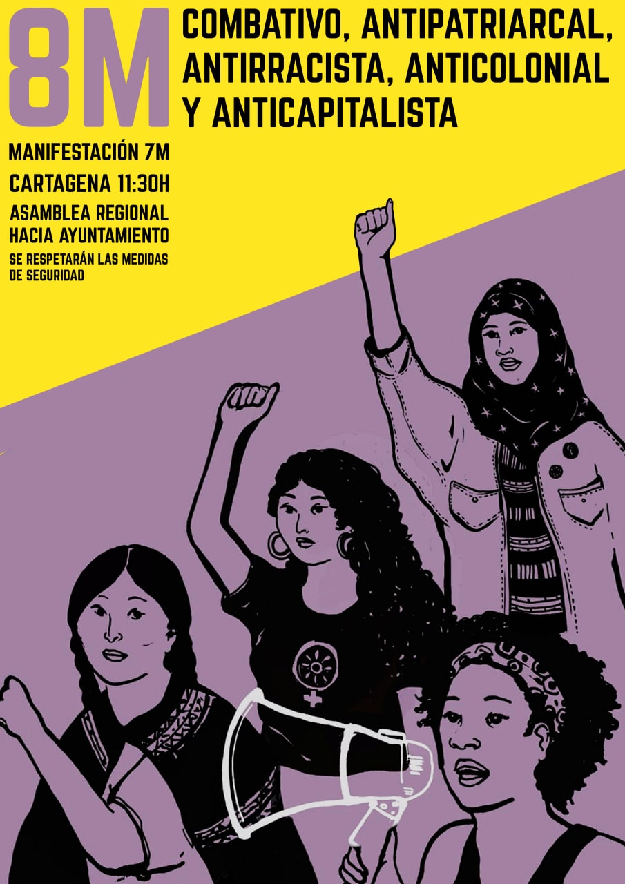 En Cartagena por el 8M hay manifestación el domingo 7 convocada por 5 colectivos y huelga feminista el 8 convocada por CNT