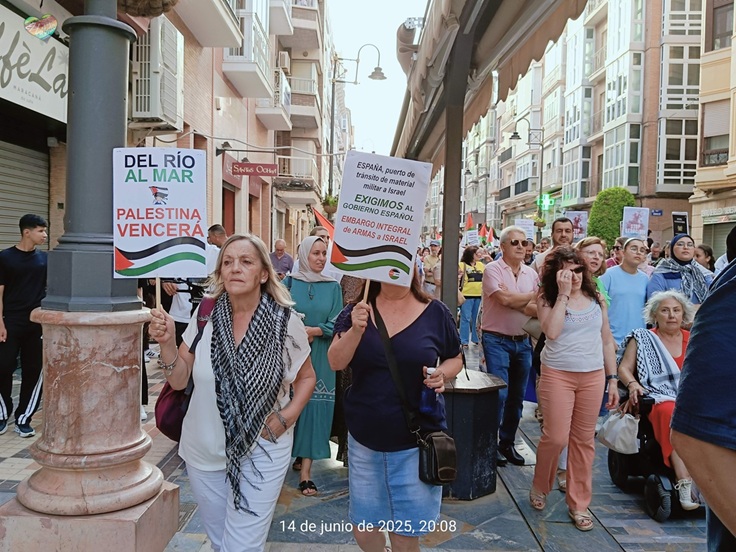Manifestación 14J en Cartagena, apoyo al pueblo palestino contra el genocidio