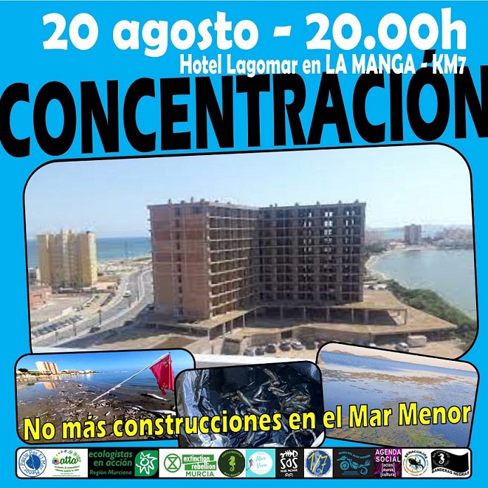 La Manga y pueblos ribereños del Mar Menor se manifiestan este sábado exigiendo, NO MAS CONSTRUCCIONES