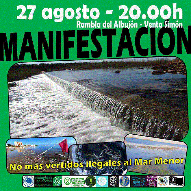 Manifestación mañana en la Rambla del Albujón contra los vertidos contínuos que siguen contaminando sin parar el Mar Menor