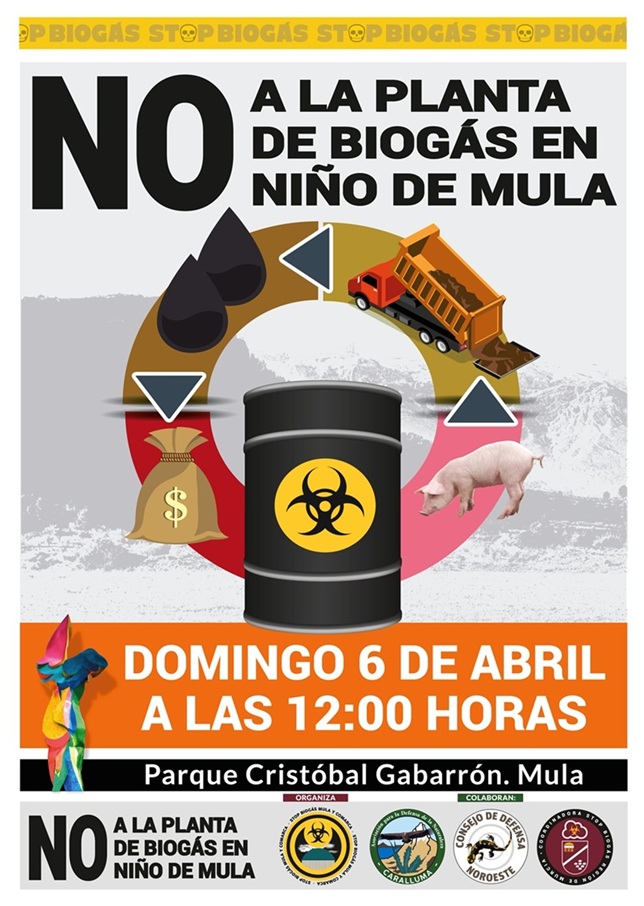 Convocan para este domingo 6 de abril a las 12:00, manifestación contra la macroplanta de biogás en el entorno del Niño de Mula