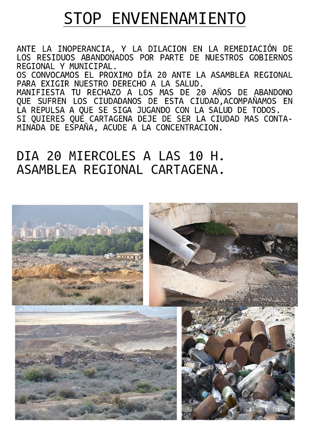 Convocan concentración contra la contaminación de los terrenos contaminados de Zincsa, Peñarroya y El Hondón, miércoles 20 de Marzo (10 h)