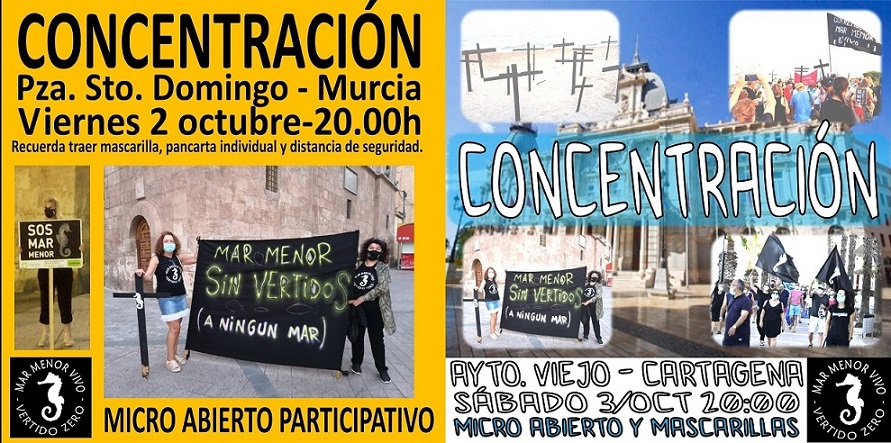 POR EL MAR MENOR, CONCENTRACIÓN MAÑANA 2 OCTUBRE EN MURCIA Y EL SÁBADO 3 EN CARTAGENA