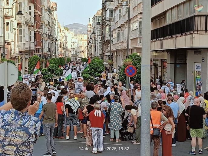 Manifestación 14J en Cartagena, apoyo al pueblo palestino contra el genocidio